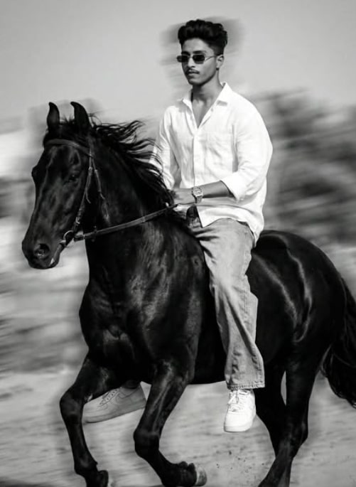 Black Horse Riding - AI Prompt