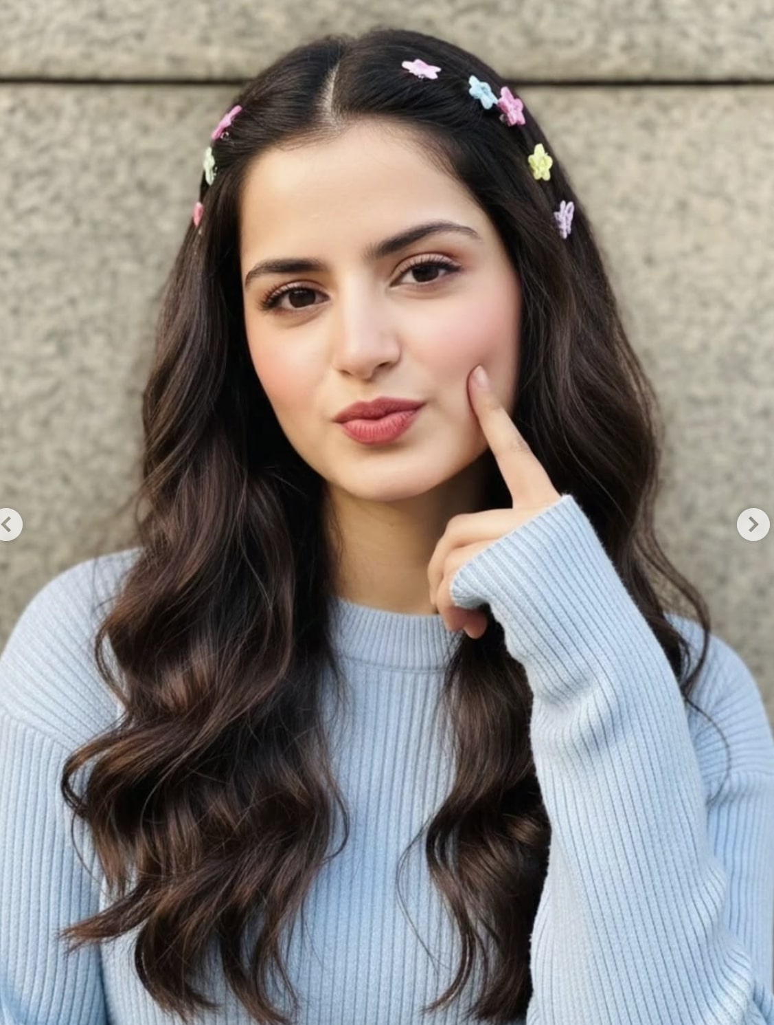 blue ribbed winter sweater - AI Prompt