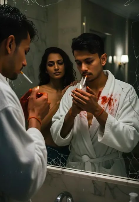 Cinematic Dark Mirror Drama Portrait - AI Prompt