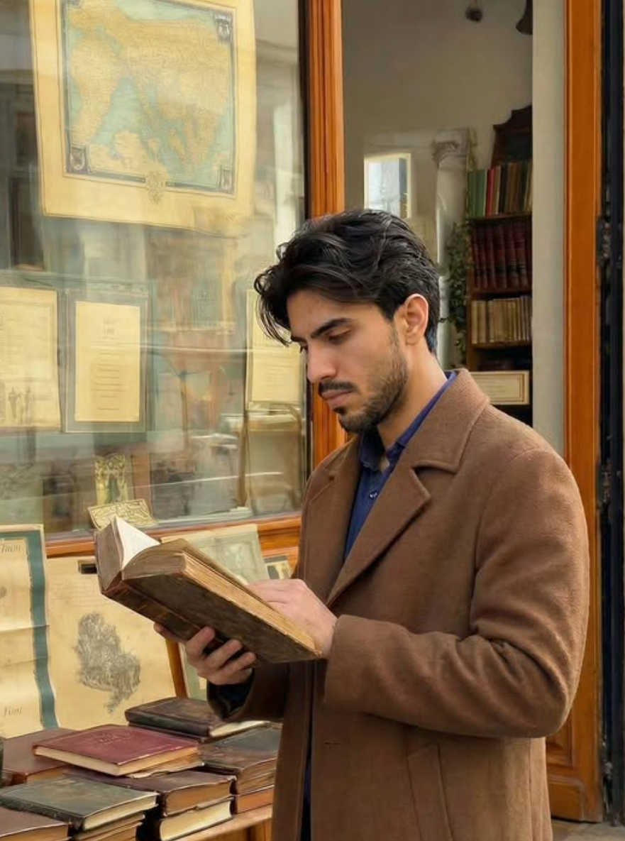 Cinematic European Bookstore Portrait - AI Prompt