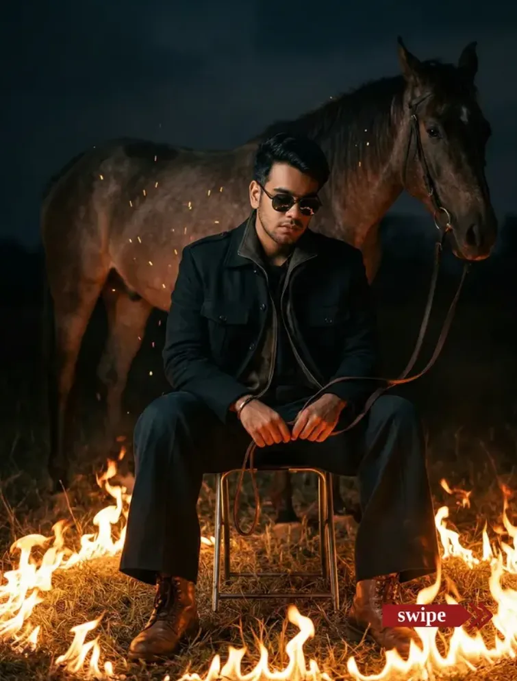 Cinematic Fire Ring Editorial Portrait - Free AI Art Prompt