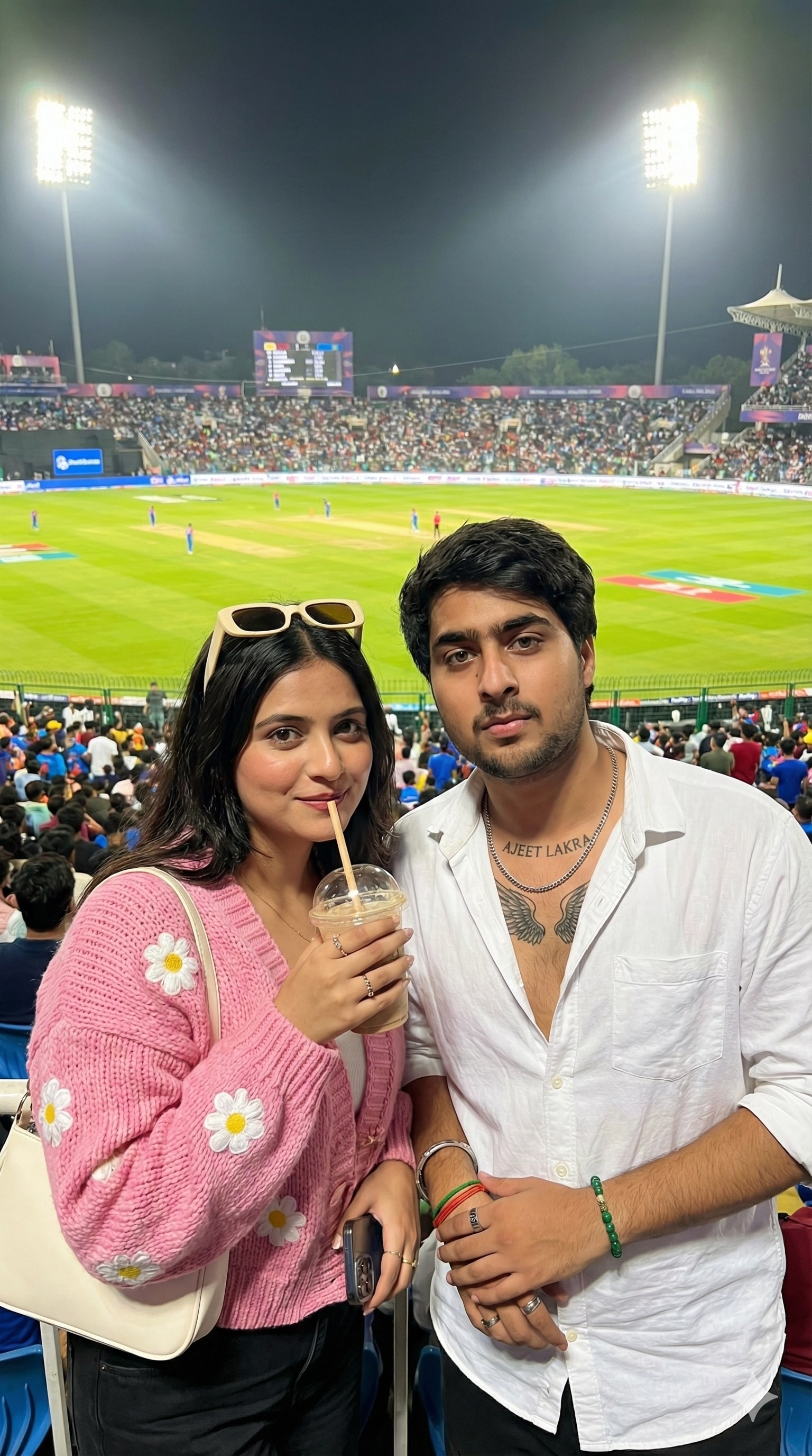 Couples in Cricket Stadium - AI Prompt
