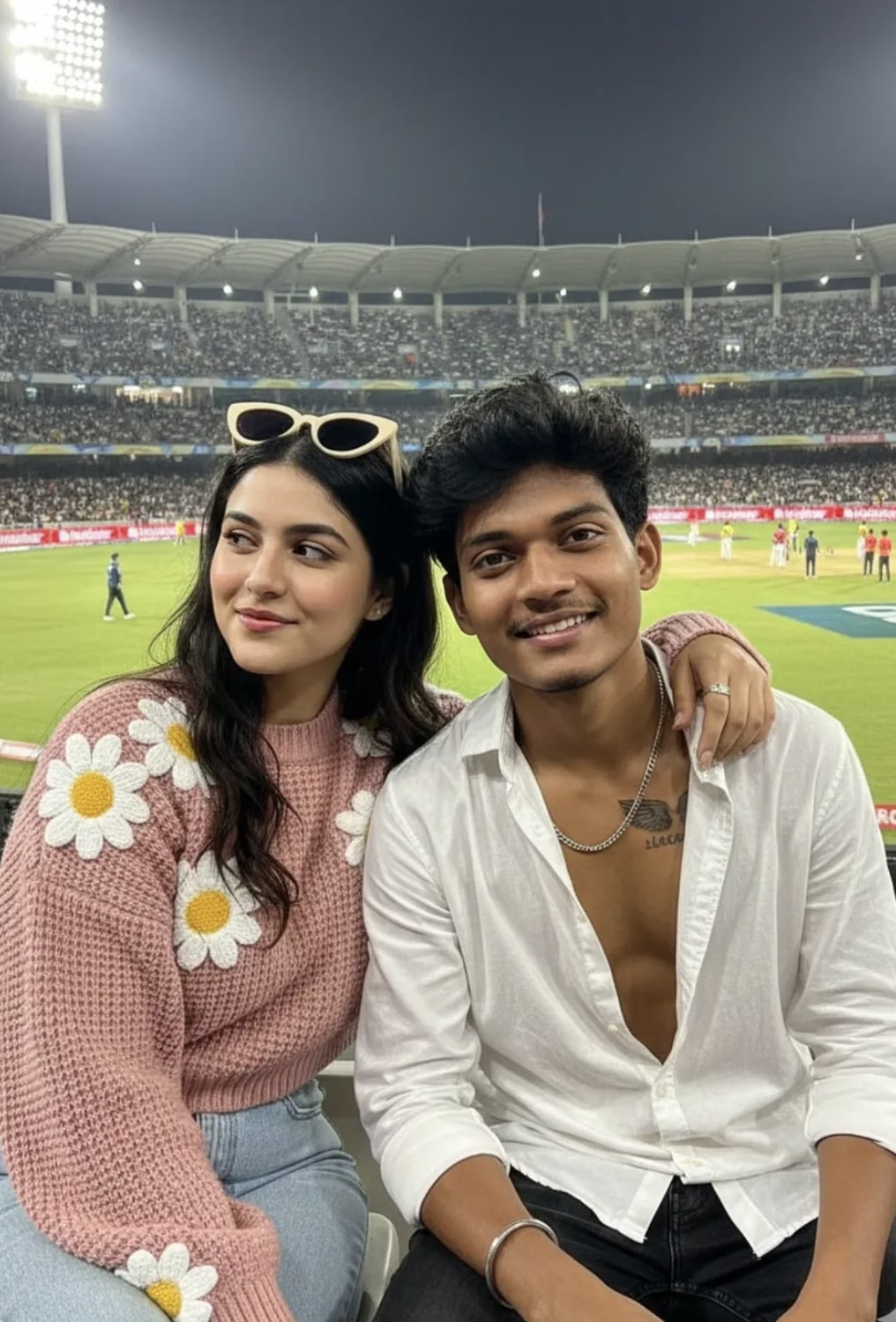 Cricket Stadium with girl - AI Prompt