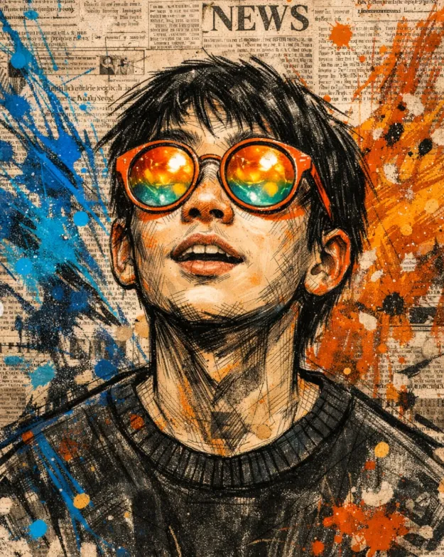 Expressive Sketch Portrait With Paint Splashes - Free AI Art Prompt
