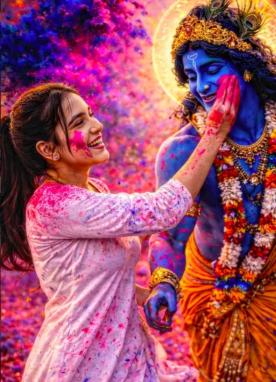 Rang Leela — Krishna Holi Moment - Free AI Art Prompt