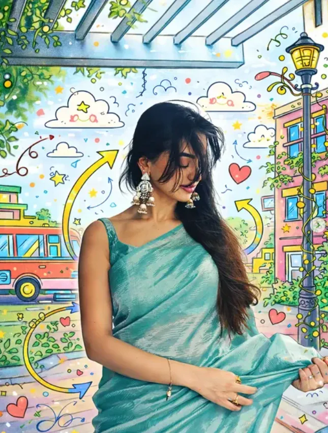 Real Person in Hand-Drawn Cartoon City Scene - Free AI Prompt