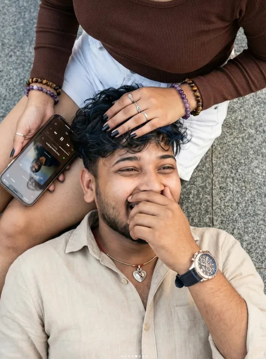 Realistic Romantic Top-Down Couple Portrait - AI Prompt