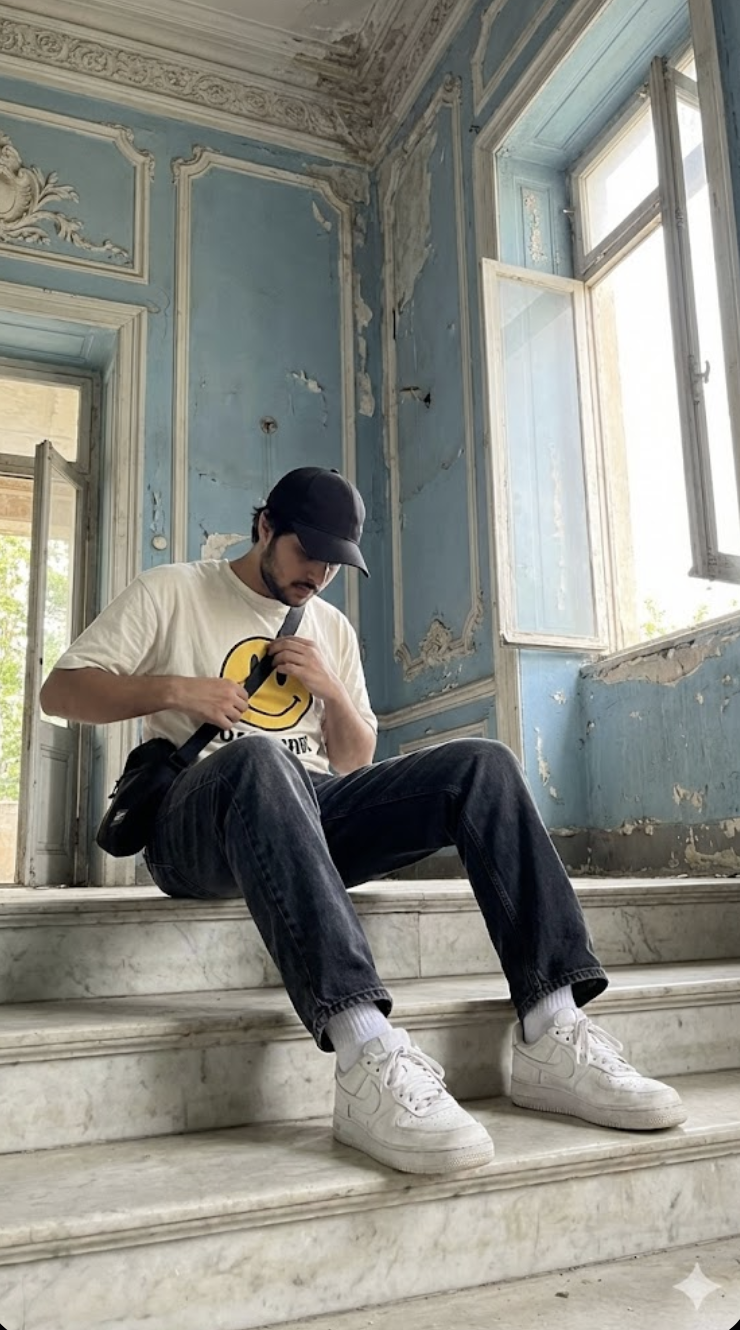 sits casually - AI Prompt