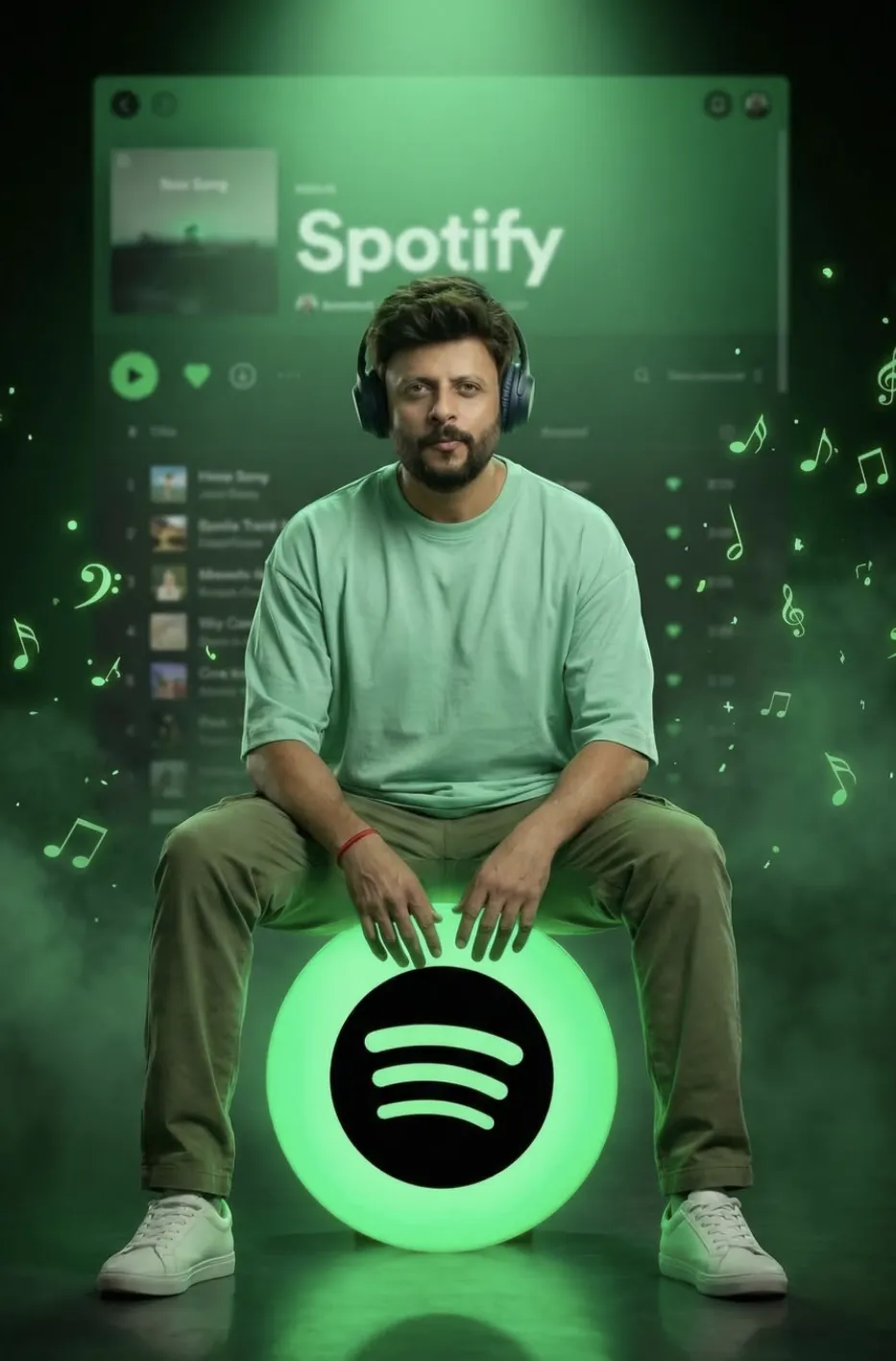 "Spotify" aesthetic in shades of green - Gemini & chatgpt Image AI Prompt