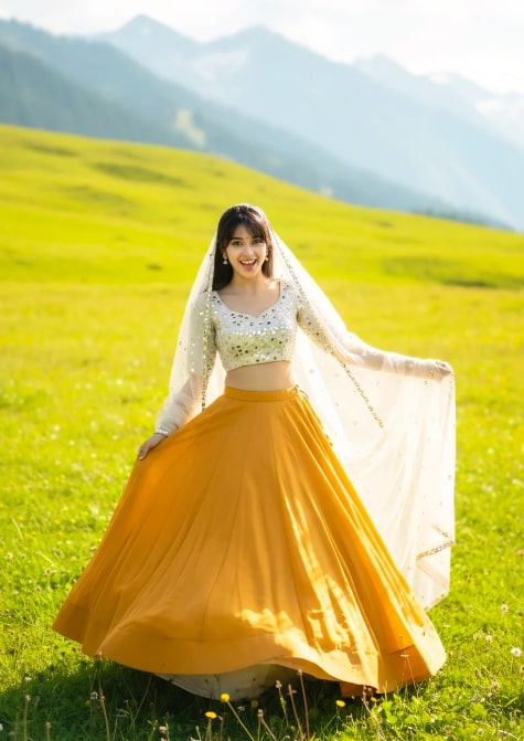 Sunlit Lehenga Dreams 🌼✨ - AI Prompt