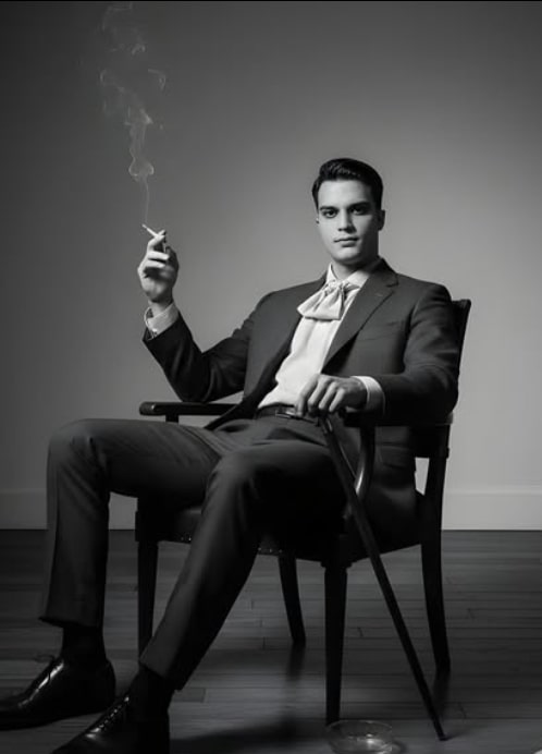 Ultra-Realistic Black & White Noir Studio Portrait - AI Prompt